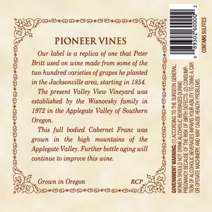Cabernet Franc 2016, "Pioneer Label"